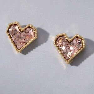Pink Gold Heart Stud Earrings‎ For Woman